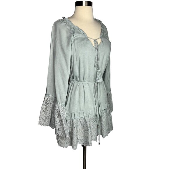 Allison NY NWT Sea Green Lace Floral Long Sleeve Dress Size‎ S Cowgirl Romantic - Picture 10 of 10
